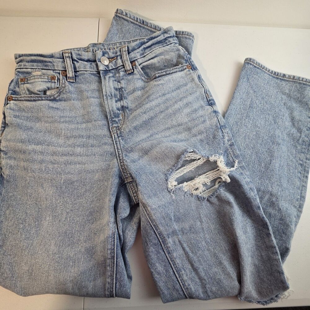 AMERICAN EAGLE  Jeans Womens 0 Curvy 90s Straight High Rise Distressed Y2K 90s